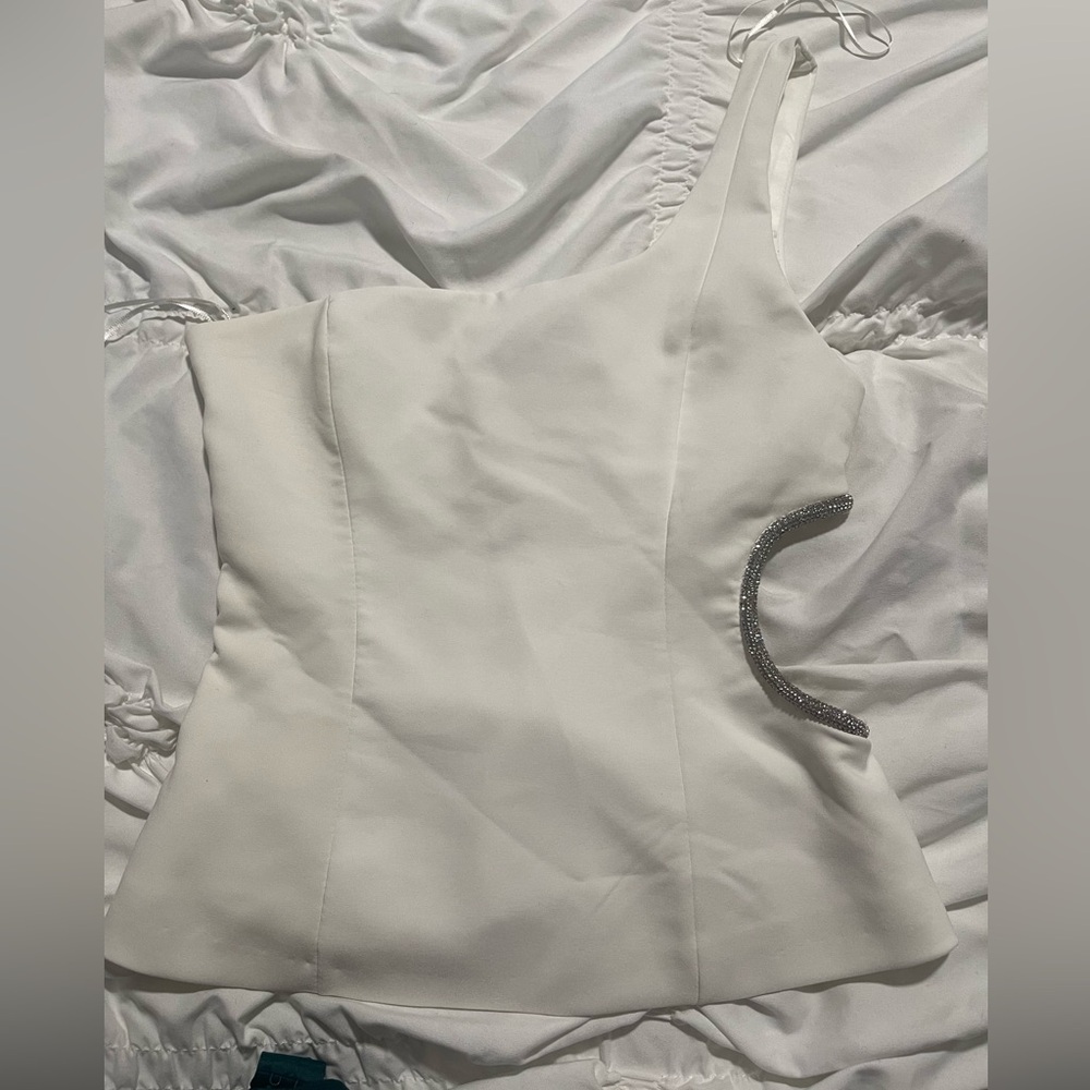 Zara White One-Shoulder Top
